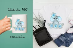 Floral Elephant Sublimation. Baby boy with flowers Product Image 2