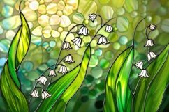 Stained Glass Lily Background Wallpaper Product Image 1