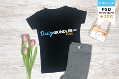 Mockup Kids T-shirt Black JPG and PSD smart object | SVG moc Product Image 1