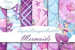 Mermaid digital paper Product Image 1