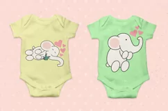 Baby Elephant illustration & foil quill line art SVG, AI, Product Image 2
