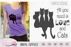 Doodle cats all you need is love, cat quote svg, word art, Product Image 2