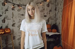 Halloween T-Shirt Mockup for Women, White T-Shirt Mockup, d7 Product Image 2