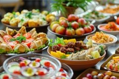 Assorted dishes in a feast setting Product Image 1