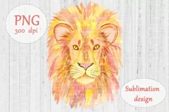 Watercolor Lion - PNG Sublimation Design - Animal Clipart Product Image 1