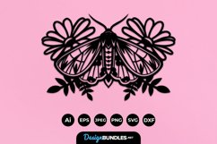 Floral Moth Papercut SVG Product Image 1