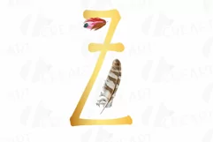 Tribal golden alphabet with feathers clip art, png files Product Image 7