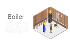Boiler concept banner, isometric style Product Image 1