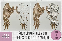 3D Angel wings| Paper cutting | Floral Angel wings SVG Product Image 2