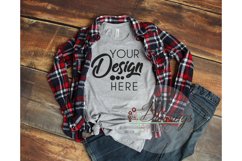 Fall Flat Lay Mockup Bella Canvas 3001 T-Shirt Heather Gray Product Image 1