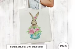 Bunny and Tea Cups Sublimation download PNG Product Image 2