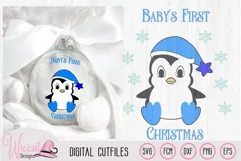 Christmas baby svg, penguin svg, baby boy penguin svg Product Image 1