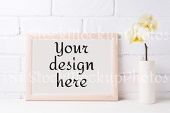 Wooden landscape frame mockup with soft yellow orchid Product Image 2