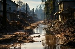 Flood, Some Houses Destroyed And Trees Fallen Down Product Image 1