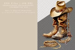 Cowboy boots with rope clipart, Cowboy boots sublimation Product Image 2