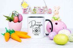 Easter Mug Mockup 11 Oz Blank White Coffee Cup Black Handle Product Image 1