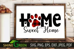 Home Sweet Home SVG Buffalo Plaid Dog Cat Paw- Dog SVG Product Image 1