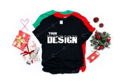 Gildan Mockup Christmas 64000 Softstyle Black T-shirt Product Image 1