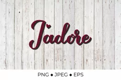 J'adore lettering. I adore in French. Red buffalo pattern. Product Image 1