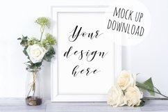 White Frame Mockup Photo With Flowers Product Image 1