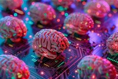 Futuristic ai brains on circuit boards Product Image 1
