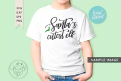 Santa's Cutest Elf SVG | Christmas Hand Lettered SVG Product Image 3