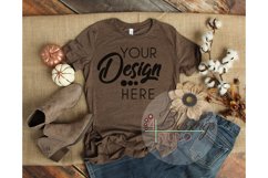 Bella Canvas Mockup 6004 Women&#039;s TShirt Heather Brown Fall Product Image 1