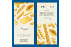 Vector realistic pasta types web banner illustration Product Image 1