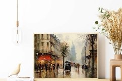 Vintage Urban Cityscape Wall Art Painting, Rustic Urban Wall Art, Impressionist Wall Art Warm Aesthetic Decor, Vintage Farmhouse Wall Art