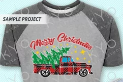 Christmas Buffalo Plaid Old Pickup Truck svg png dxf files Product Image 3