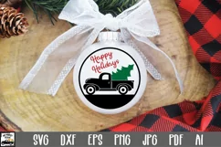 Christmas Ornament SVG File - Happy Holidays SVG - Truck SVG Product Image 1