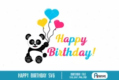 Happy Birthday Svg | Panda Svg | Birthday Svg Product Image 1