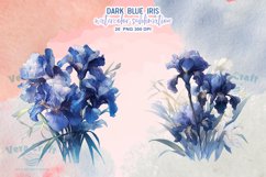 Dark Blue Iris Watercolor Sublimation Clipart Product Image 10