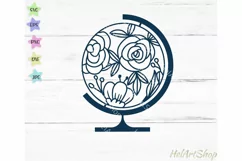 Floral Globe svg, Travel svg, Teacher svg Product Image 1