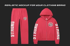 Cotton Jersey Zip-Up Hoodie and sweatpant mockup psd Product Image 3
