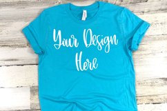 Bella 3001 Turquoise Shirt Mockup Photo - Flatlay Photo Product Image 1