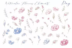 Set of clipart watercolor & gold flowers and bouquets Product Image 2