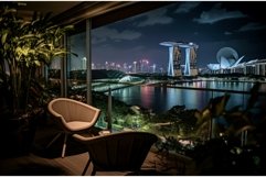 Luxurious balcony overlooking singapore skyline at night Product Image 1