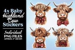 Baby Highland Cows PNG Christmas Stickers Product Image 4