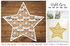 Floral star paper cut design. SVG / DXF / PNG / EPS Product Image 1