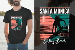 Santa Monica Surfing Beach Graphic T-shirt and Poster Print Product Image 1