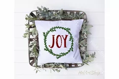 Joy Svg, Merry Christmas svg, Holly Wreath svg Product Image 2