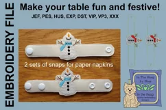 Happy Snowman Napkin Rings - Snowman Embroidery Product Image 3