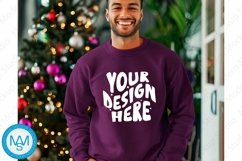 Purple men Sweatshirt empty space Mockup, christmas Gildan Product Image 1