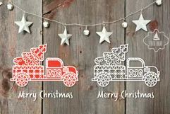 Red truck christmas svg Christmas tree truck svg Product Image 2