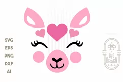 Cute Llama face with hearts SVG, Valentines Day Llama SVG Product Image 2
