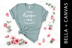 Heather Prism Dusty Blue Bella Canvas 3001 T-Shirt Mockup Product Image 1