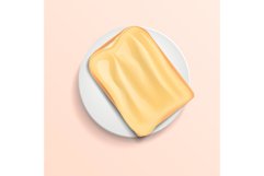 Butter bread on plate concept background, realistic style Product Image 1