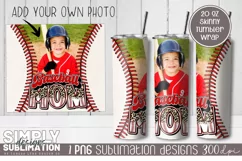 Photo Frame Baseball Mom 20 oz Tumbler Wrap | Png Product Image 1