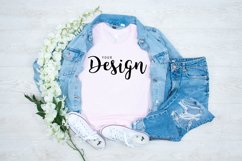 Bella Canvas 3001 Soft Pink T-shirt Mockup for Summer Product Image 1